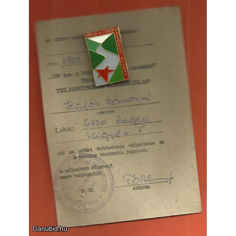 1987.- 100 km a Vörös Hadsereg nyomán túramozgalom jelvény