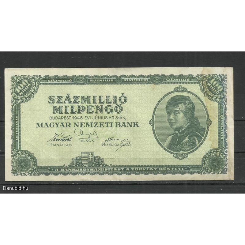 1946.- Százmillió Mllpengő -használt állapot