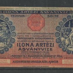 1930.-számolócédula Ilona ásványviz I.- számolócédula. Grafika.- Artézi
