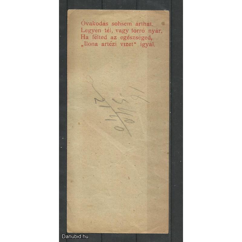 1930.-számolócédula Ilona ásványviz I.- számolócédula. Grafika.- Artézi
