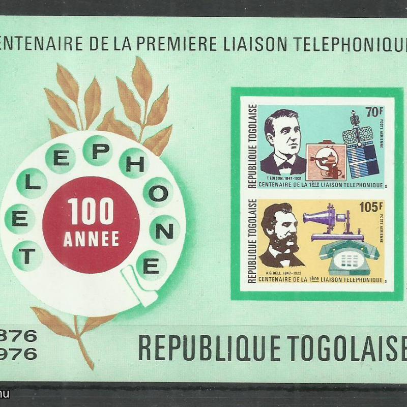 1976.- Togo - blokk - MNH/** - vágott -100 éves a telefon