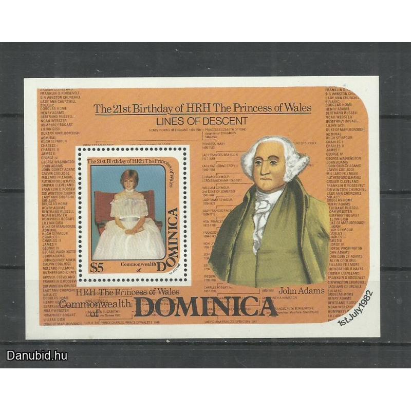 1982.- Dominika - blokk - MNH/** - walesi hercegnő 21. születésnapja