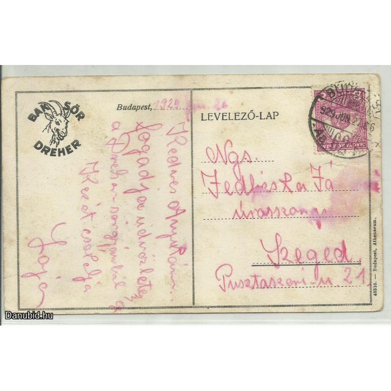 1929.- képeslap - Bak sör - Dréher - futott