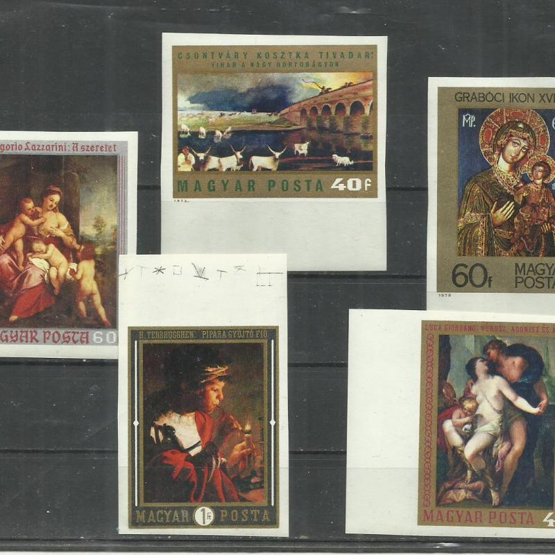 1970- 1973 - festmény - MNH/** vágott bélyegek - 5 db