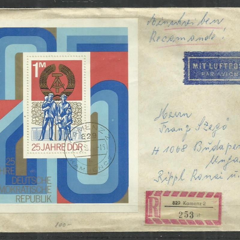 1974.- légiposta levél az NDK -ból - Budapestre - blokk