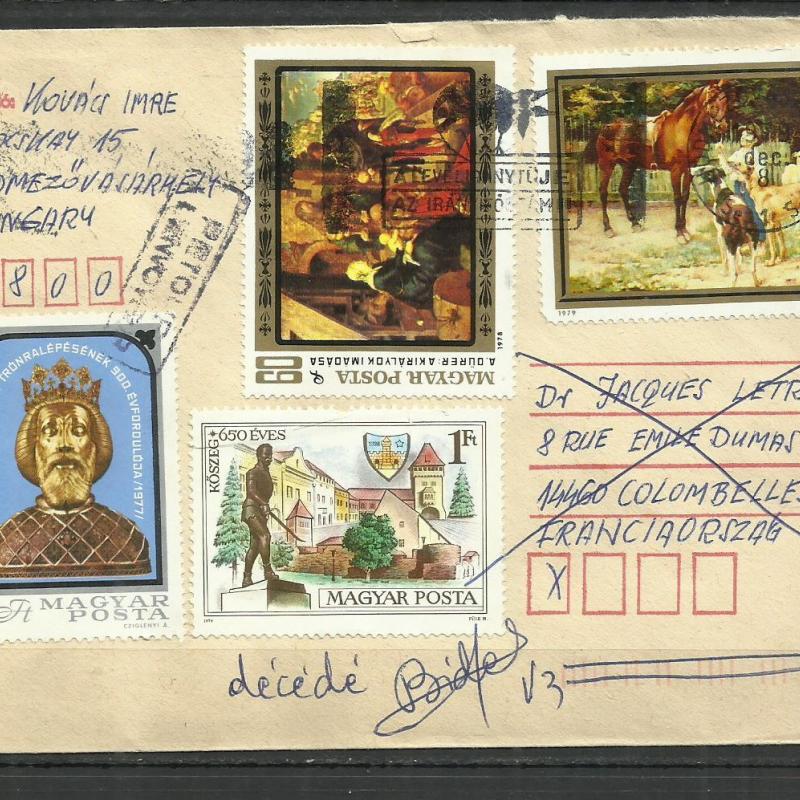1979.- Magyarországból Franciaországba - levél - vissza küldött