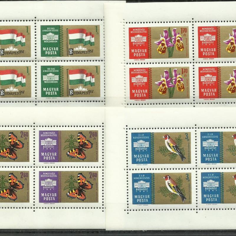 1961.- Nemzetközi bélyegkiállítás- MNH/** - 4 x blokk - Budapest