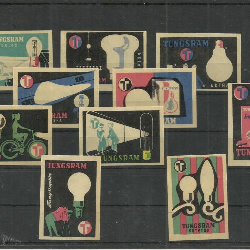 Tungsram - gyufacímke 10 db - nem használt