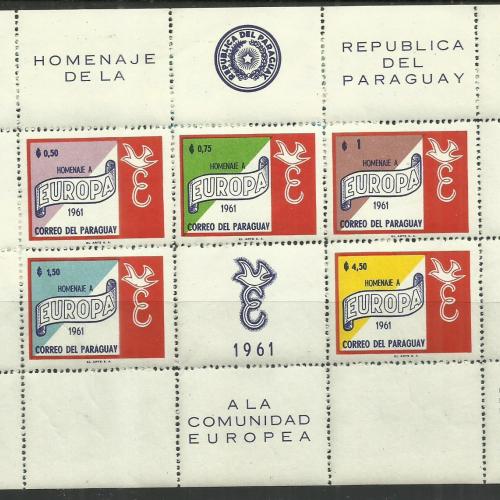 1961.- Paraguay - MNH/** -  blokk - EURÓPA - I.