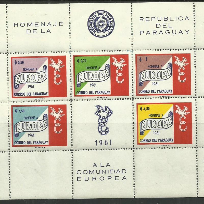 1961.- Paraguay - MNH/** -  blokk - EURÓPA - I.