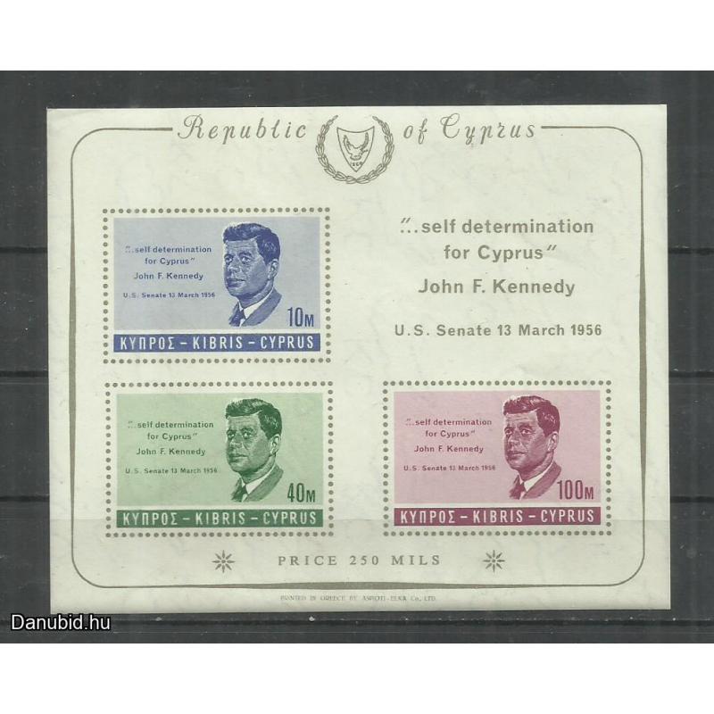1965.- Ciprus - vágott blokk - MNH/** - Kennedy