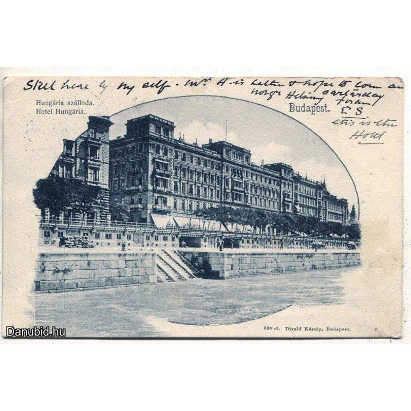 1902.- Budapest - Hungaria hotel -képeslap - futott