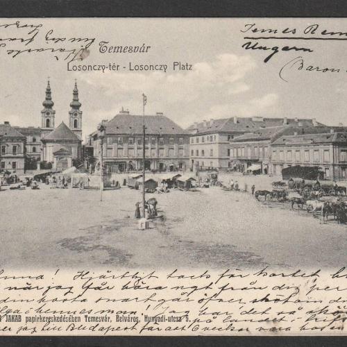 1910. - Temesvár -  futott - képeslap - Losonczy tér
