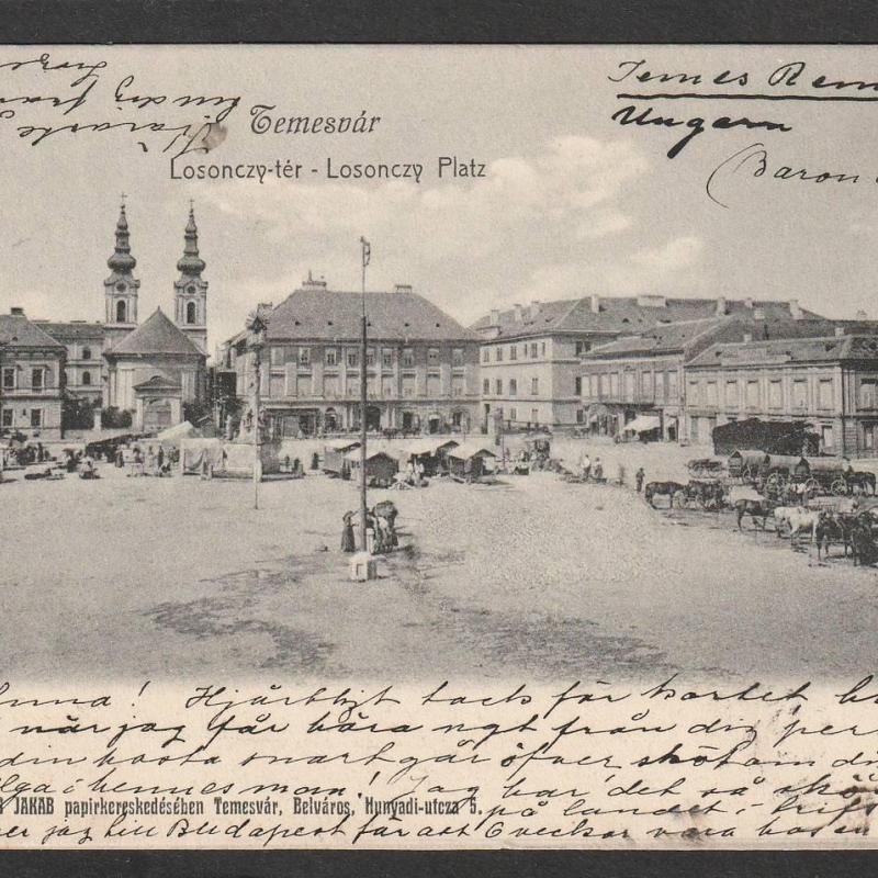 1910. - Temesvár -  futott - képeslap - Losonczy tér