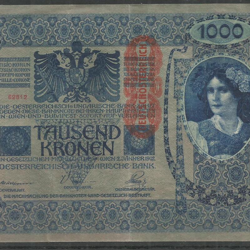 1902.- 1000 korona - Osztrák-Magyar bank - Deutschösterreich