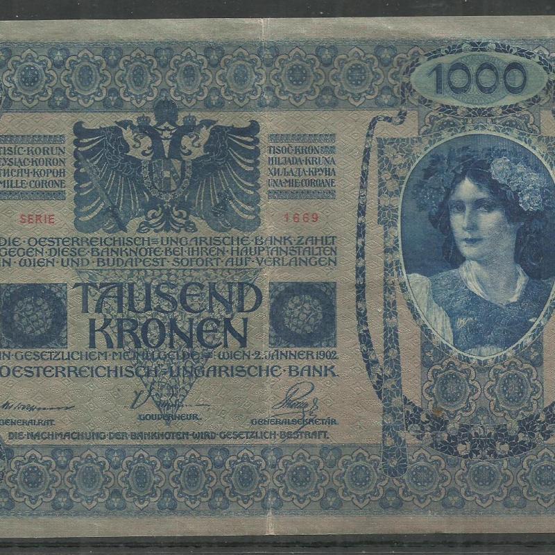 1902.- 1000 korona - Osztrák-Magyar bank - Deutschösterreich
