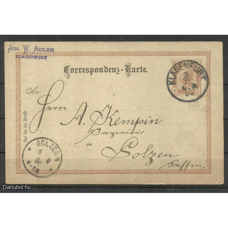 1896.-Ausztria - Levelezőlap - Klagenfurt - 2 kr