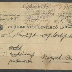 1907.- Portómentes levelezőlap futott - Nógrád -Verőcze