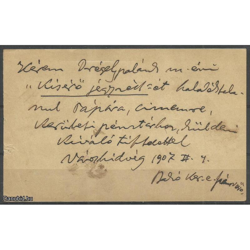 1907.- Portómentes levelezőlap futott - Nógrád -Verőcze