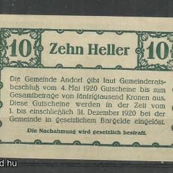 1920.-Ausztria - 10 Heller - UNC - Osztrák - not geld