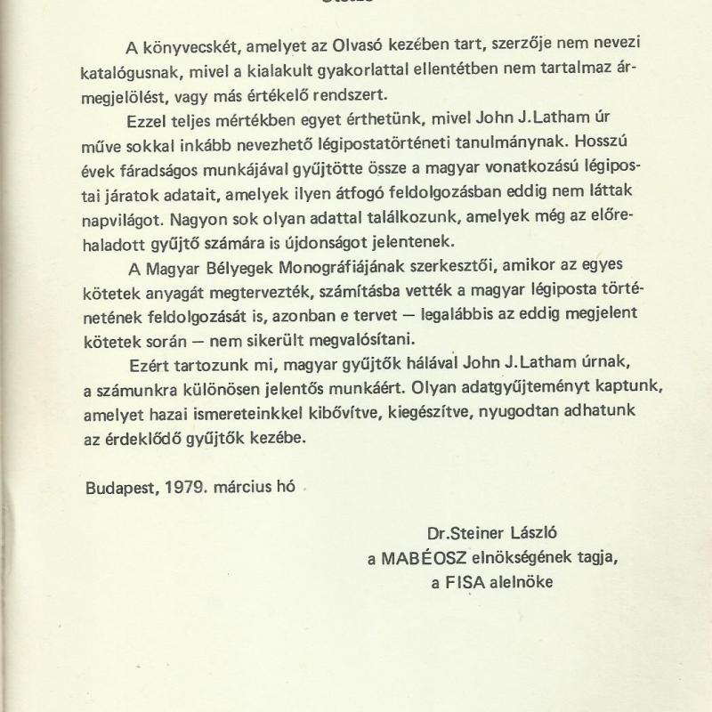 1975.- Magyarországi légiposta-repülőjáratok - 1896-1978