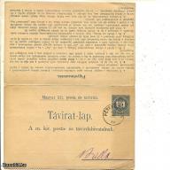 1890.-Távirat lap - Pétervásár - 35 kr - Gróf Zay Miklós
