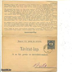 1890.-Távirat lap - Pétervásár - 35 kr - Gróf Zay Miklós