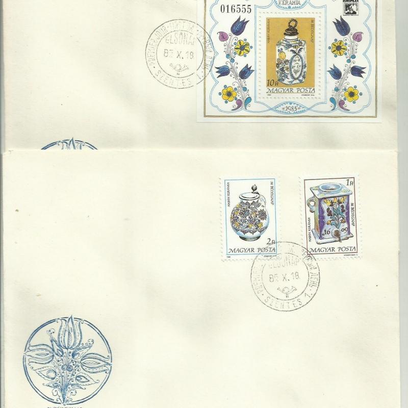 1985.- F.D.C.-bélyegnap(58.) - blokk + sor - Habán kerámia