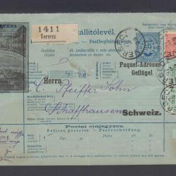 1897. - Szállítólevél - Versecz - Svájc - Schaffhausen- vegyes bélyeg