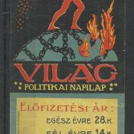 1920.- 1 db számolócédula -  Világ - politikai napilap