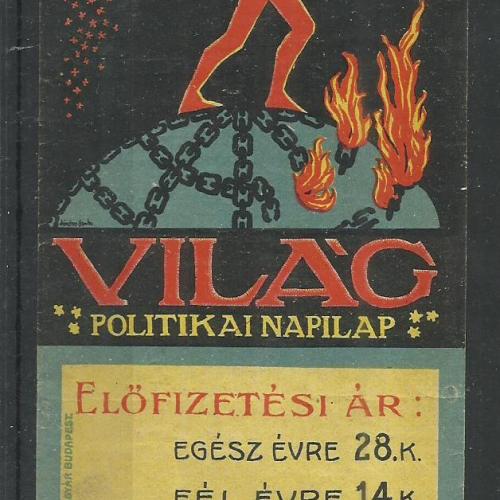 1920.- 1 db számolócédula -  Világ - politikai napilap