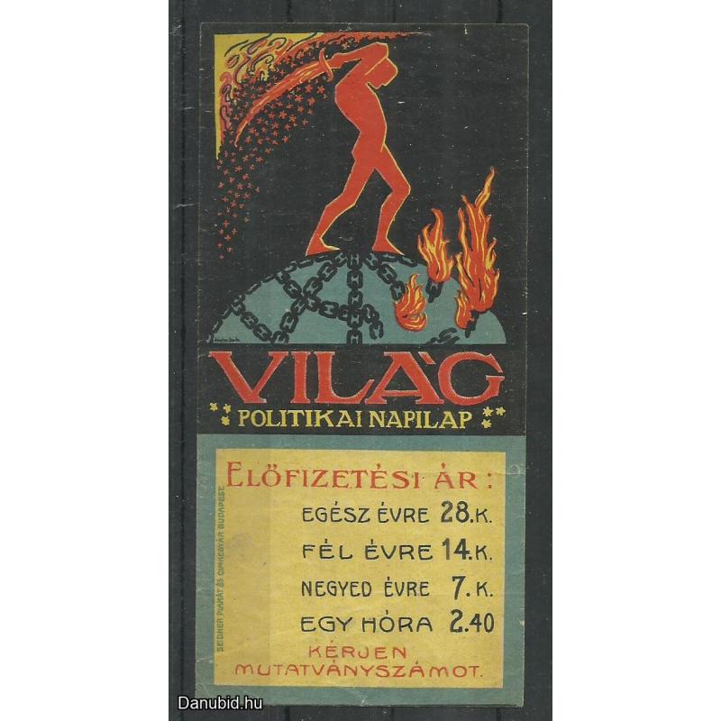 1920.- 1 db számolócédula -  Világ - politikai napilap