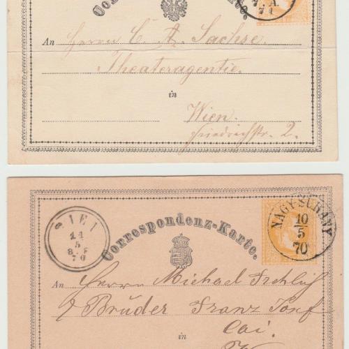 1870.- levelezőlap - futott - díjjegyes 2 kr