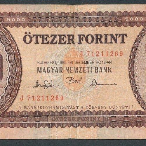 1993.- 5000 forint - j sorozat - használt