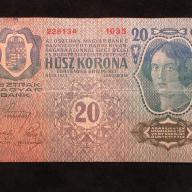 1913.- Húsz korona - felülyomott - Deutsch - Österreich