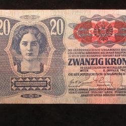 1913.- Húsz korona - felülyomott - Deutsch - Österreich