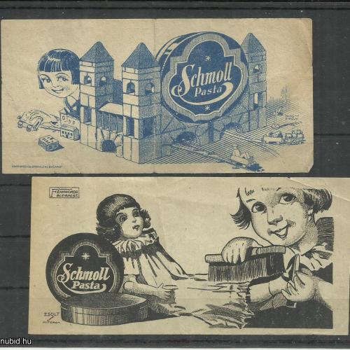 1920.-  2 db számolócédula - Schmoll paszta