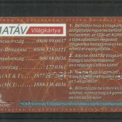 1998.- Világkártya- Matáv - telefonkártya