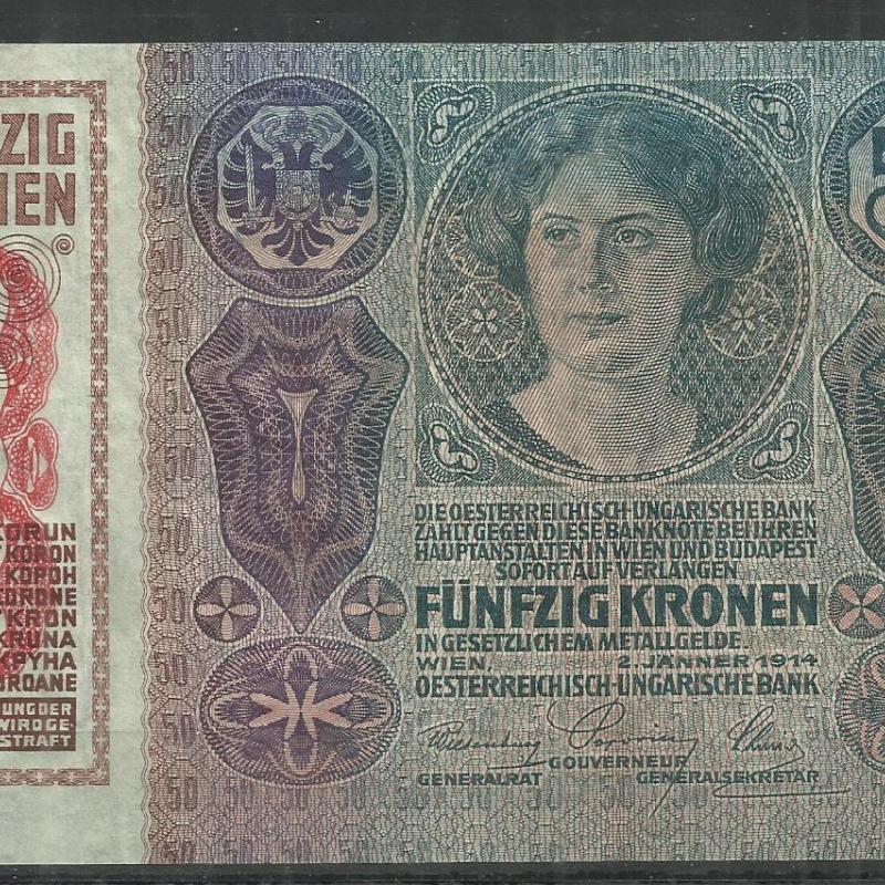 1914.- 50 korona - Osztrák-Magyar bank - Deutschösterreich