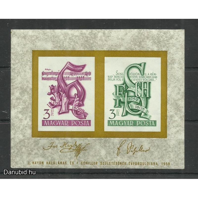 1959.- Magyar - MNH/** - blokk - Haydn és Schiller