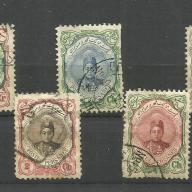 1911.- Irán - Shah Ahmed - pecsételt -5 db- Közel - Kelet