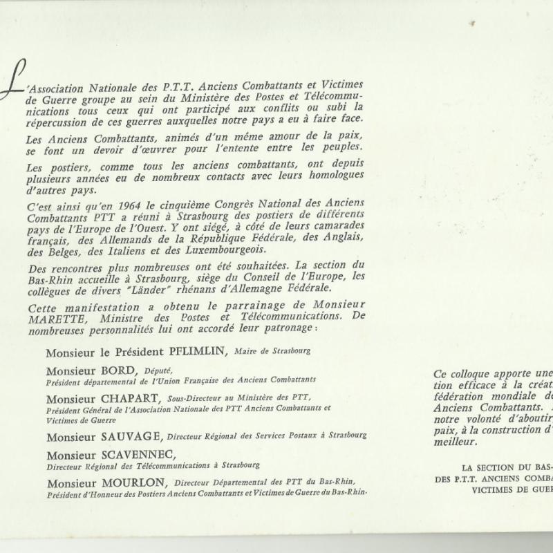 1965.- Posta  háborús veteránok emléklap - Franciaország