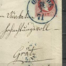 1871.- Ó-Buda - Gratz - levél - 5kr díjjegyes + 10kr bélyeg