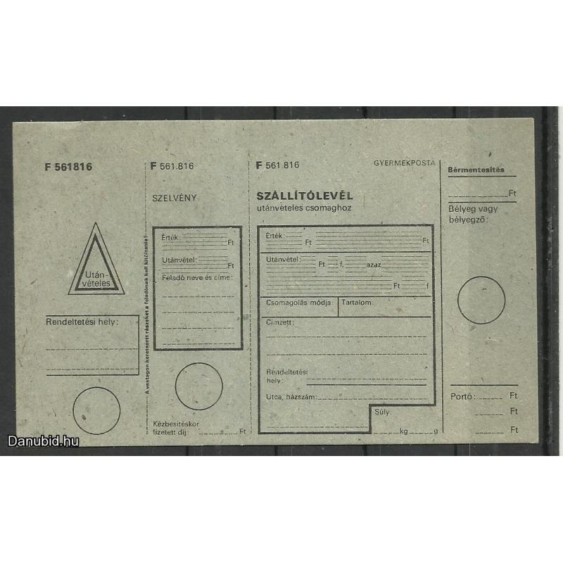 1965.-Gyerekposta - -gyermekposta szállítólevél - nem használt