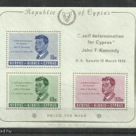 1965.- Ciprus - vágott blokk - MNH/** - Kennedy emlékblokk
