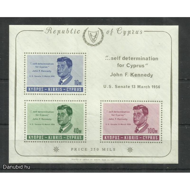 1965.- Ciprus - vágott blokk - MNH/** - Kennedy emlékblokk