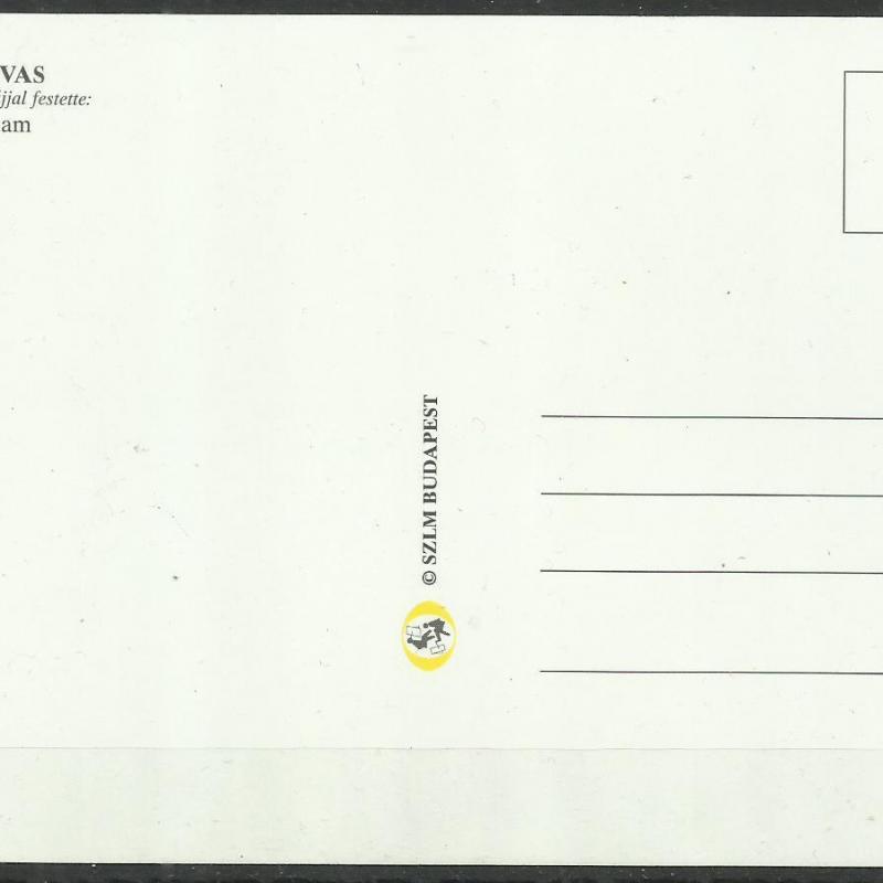 2023.- Karácsony- képeslap - szájjal és lábbal festett - rénszarvas