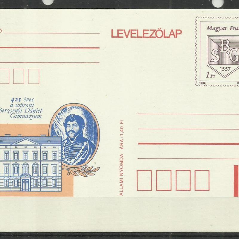 Levelezőlap - Berzsenyi Dániel -díjjegyes - Sopron