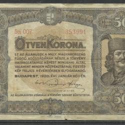 1920. - 50 korona -használt - papírpénz