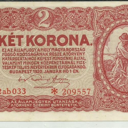 1920.- 2 korona- csillagos - UNC